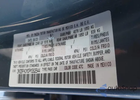 2023 Mazda Mazda3 2.5 S Carbon Edition z USA, uszkodzony, nr VIN 3MZBPACM0PM382544